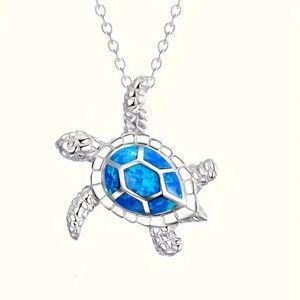 Cute BLUE Little Turtle Pendant Necklace For Girls 